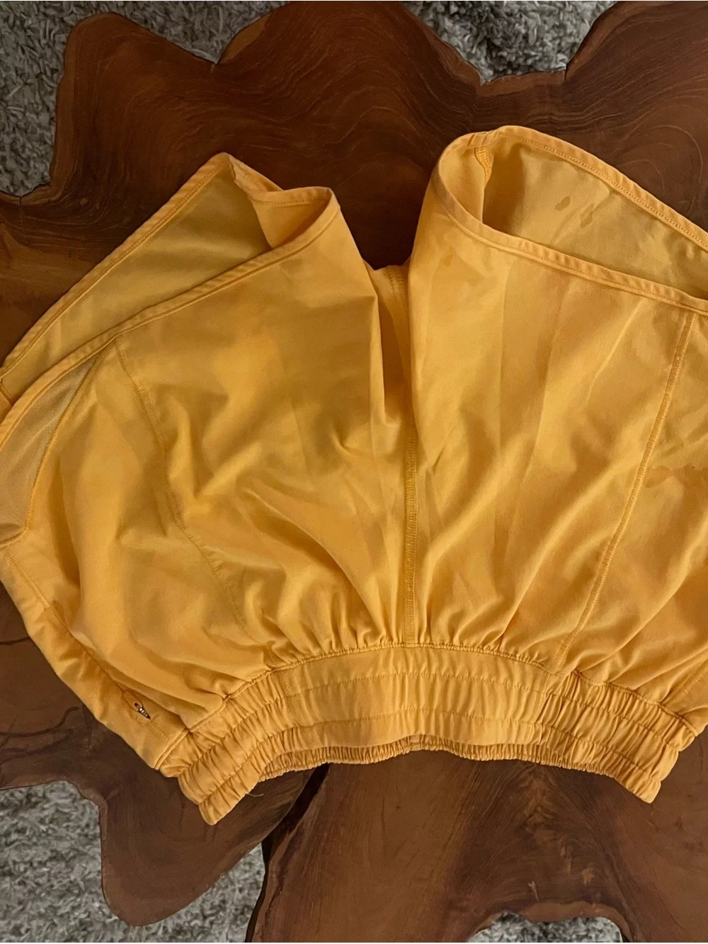 lululemon athletica kids' yellow elastic-waist shorts